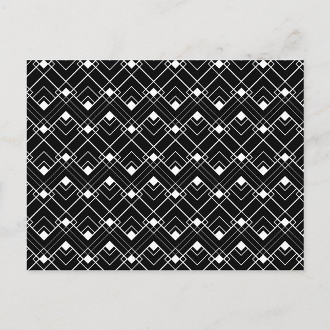 Black & White Art Deco Pattern Postcard (Front)