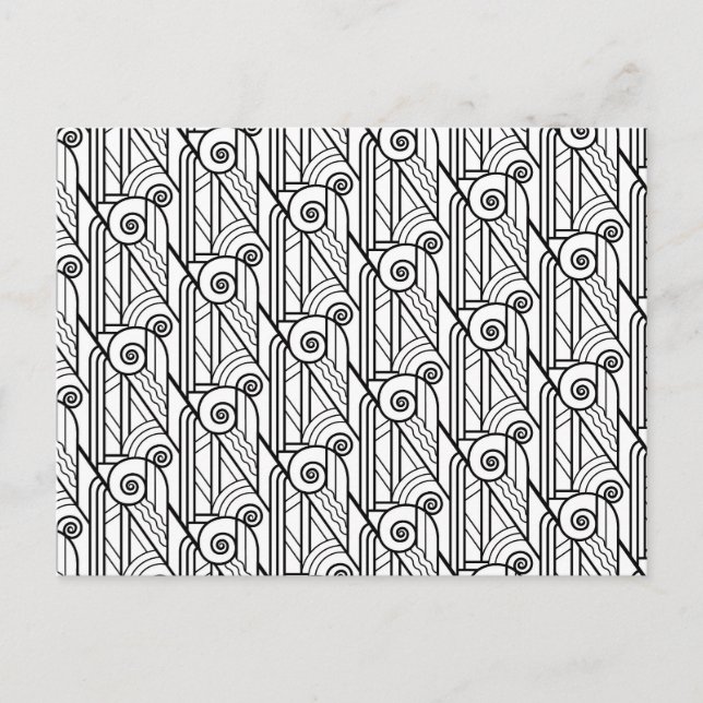 Black & White Art Deco Pattern Postcard (Front)