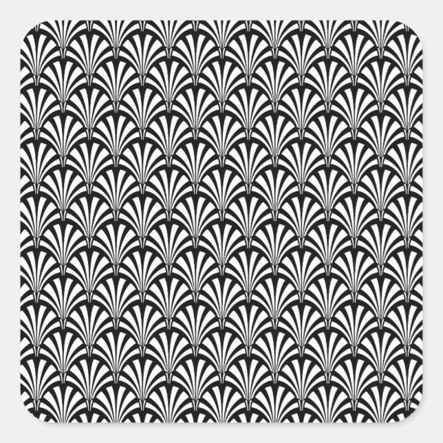 Black & White Art Deco Pattern Square Sticker (Front)