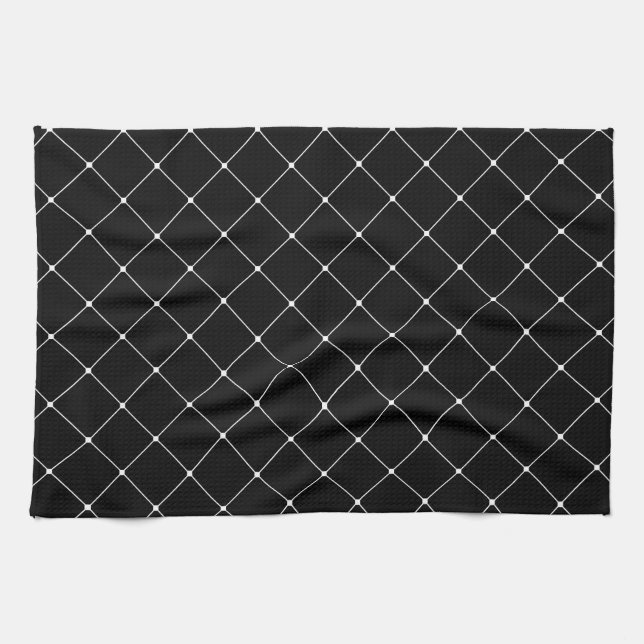 Black & White Art Pattern Tea Towel (Horizontal)