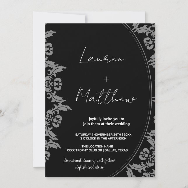 Black White Art Wedding Invitations (Front)