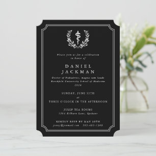 Black/White Asclepius Medical School Graduation Invitation