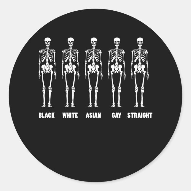 Black White Asian Gay Straight LGBT Pride Month Classic Round Sticker (Front)