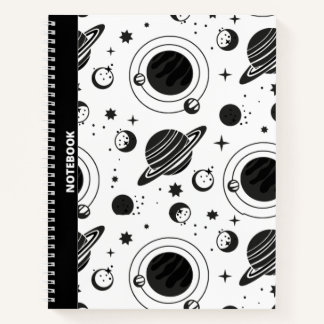 BLACK & WHITE ASTROLOGY/ASTRONOMY THEMED NOTEBOOK
