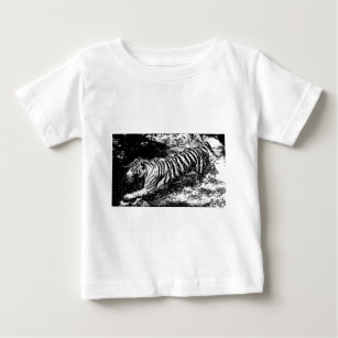 Black & White Attacking Tiger Baby T-Shirt