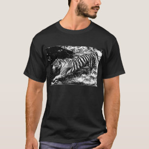 Black & White Attacking Tiger T-Shirt
