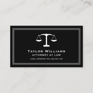 Black White Attorney At Law Lawyer Justice Scales Business Card