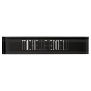 Black White Attractive Charming Business Nameplate