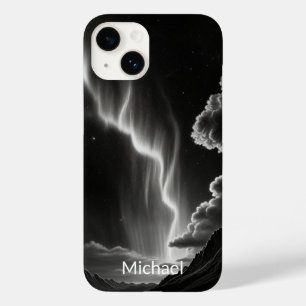 Black & White Aurora Personalise Name Case-Mate iPhone 14 Case