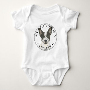 Black & White Australian Cattledog Big Brother Baby Bodysuit