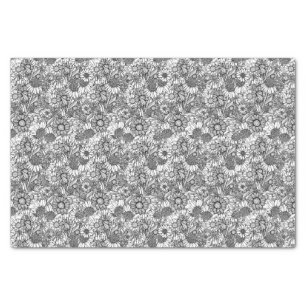 Black & White Australian Wildflower Garden Tissue Paper