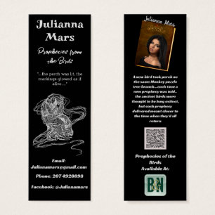 Black White Author's Promotional Material Bookmark