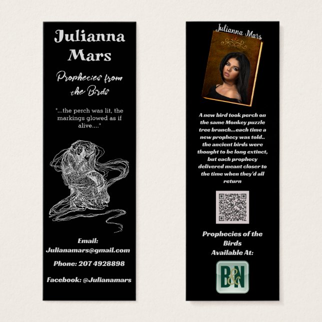 Black White Author's Promotional Material Bookmark (Front & Back)