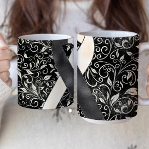 Black White Awareness Ribbon Mug Design