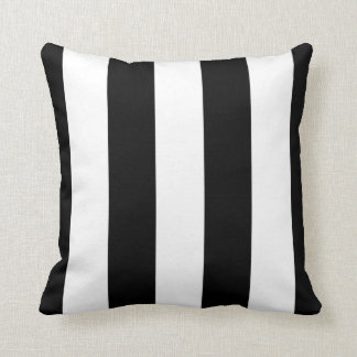 Black & White Awning Striped Decorative Cushion