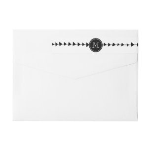 Black White Aztec Arrows Monogram Wrap Around Label