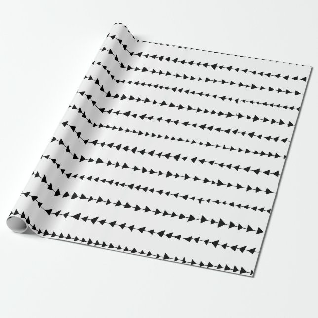 Black White Aztec Arrows Pattern Wrapping Paper (Unrolled)
