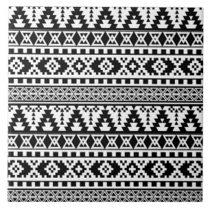 black white aztec pattern ceramic tile