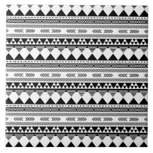 black white aztec tiled pattern ceramic tile