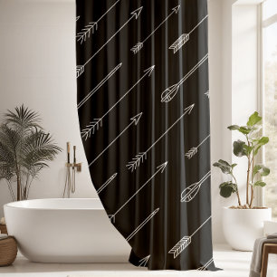 Black White Aztec Tribal Arror Pattern Shower Curtain