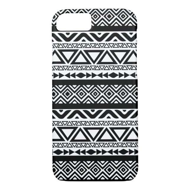 Black White Aztec Tribal Pattern 4 iPhone 7 case (Back)