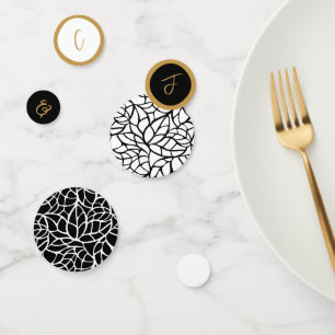 Black White Aztek Gold Colour Initials Confetti