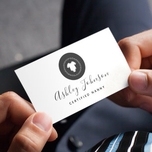 Black & White Baby Jumpsuit Logo Babysitter Nanny Business Card