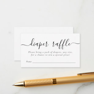 Black White Baby Shower Diaper Raffle Ticket Enclosure Card