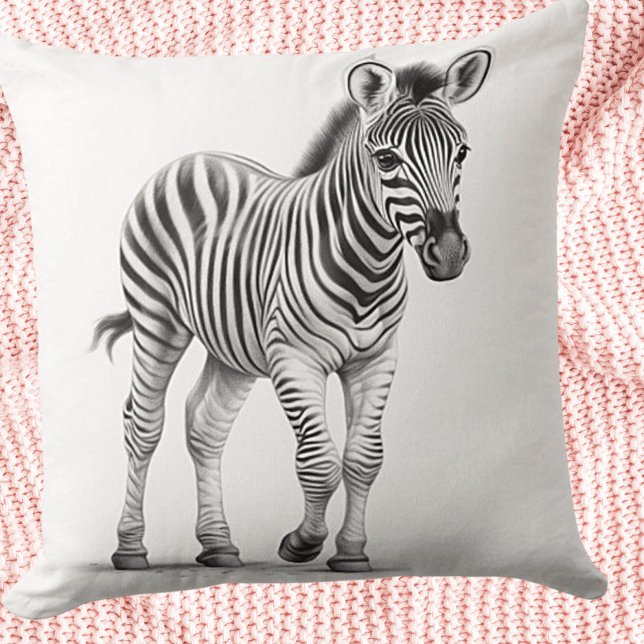 Black & White Baby Zebra Square Throw Pillow (Creator Uploaded)