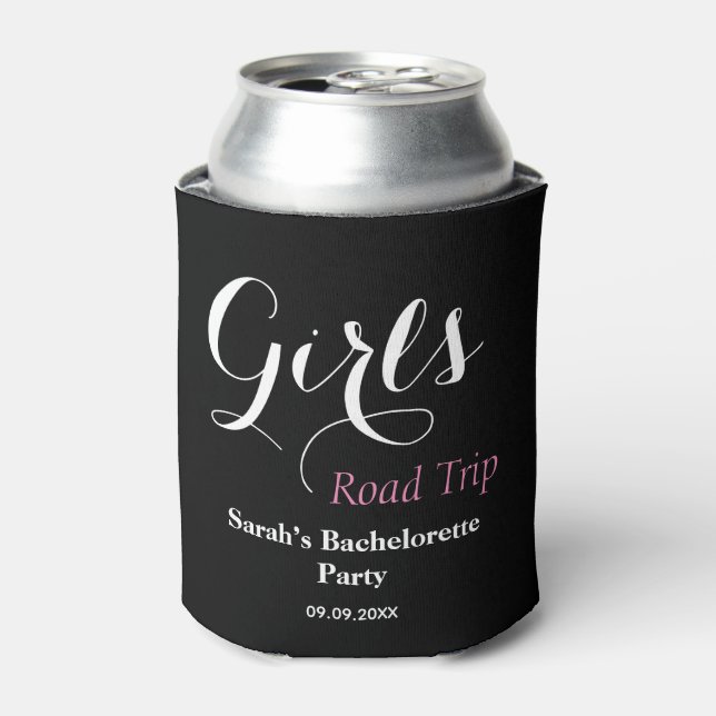 Black White Bachelorette Weekend Party Favour  Can Cooler (Can Front)