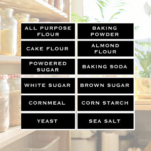 Black & White Baking Ingredients Pantry Stickers