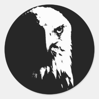 Black & White Bald Eagle Classic Round Sticker