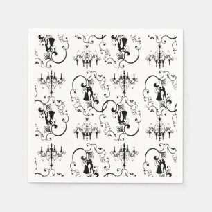 Black white ballroom dancers chandelier napkin