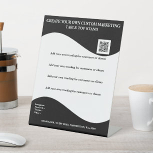 Black white banner with logo desktop office 8x10 pedestal sign