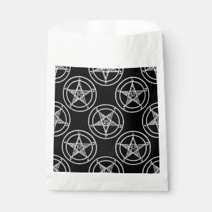 black white baphomet pentagram halloween favour bag