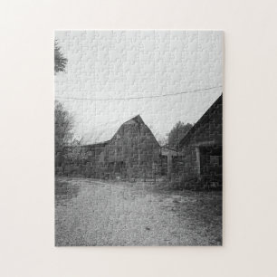 Black & White Barn Photo Jigsaw Puzzle