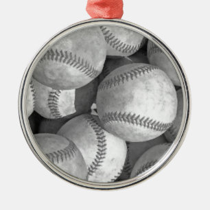 Black & White Baseball Metal Ornament