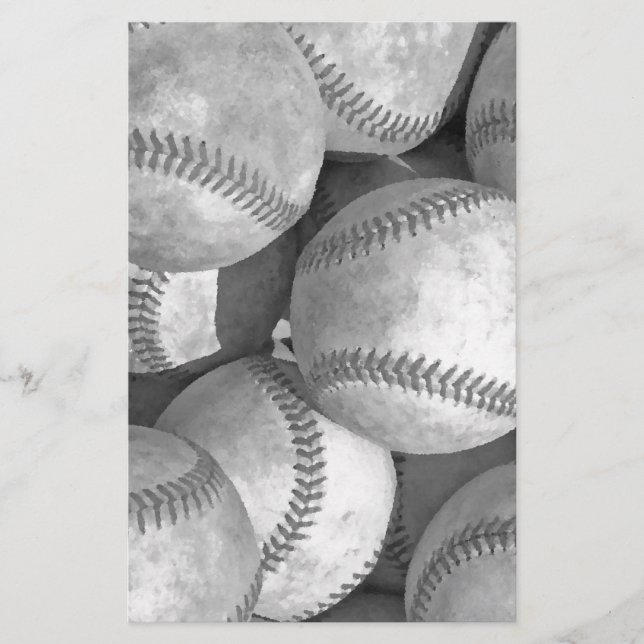Black & White Baseball Stationery (Front)