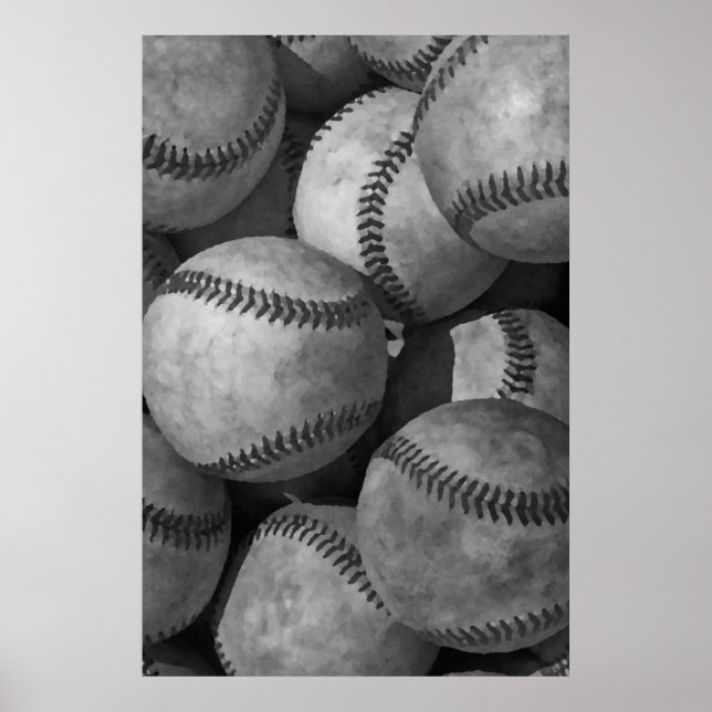 Black & White Baseball Unique Artwork Poster (Front)
