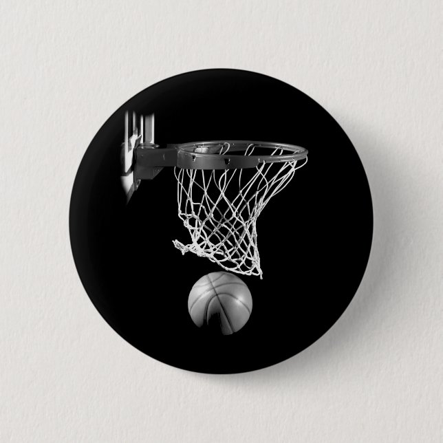 Black & White Basketball 6 Cm Round Badge (Front)