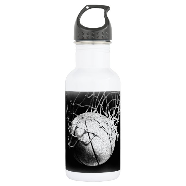 Black & White Basketball Art 532 Ml Water Bottle (Front)