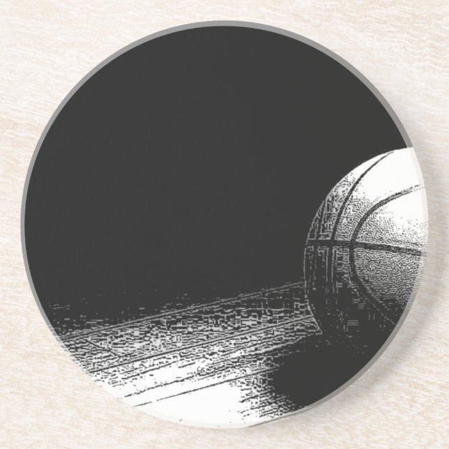 Black White Basketball Art Coaster (Front)