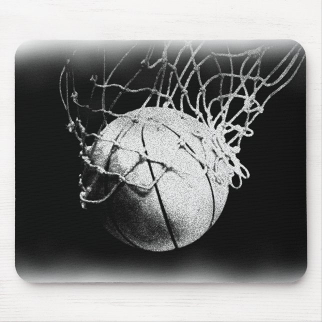 Black & White Basketball Art Mouse Pad (Front)