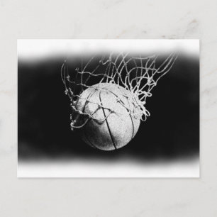 Black & White Basketball Art Postcard