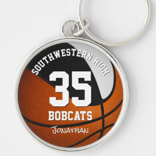 black white basketball boys girls jersey number key ring