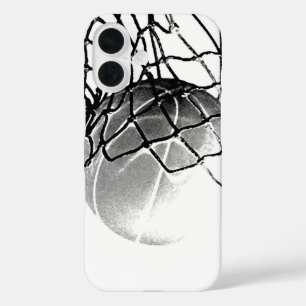 Black & White Basketball iPhone 16 Case