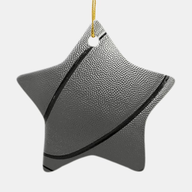 Black & White Basketball Ceramic Ornament (Front)