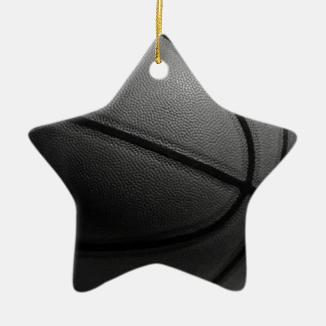 Black & White Basketball Ceramic Ornament (Front)