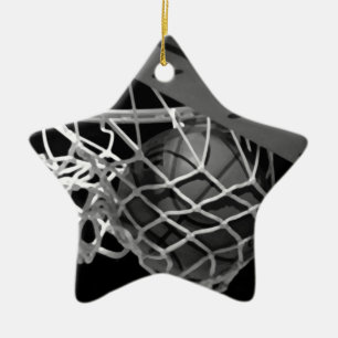 Black & White Basketball Ceramic Ornament