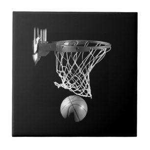 Black & White Basketball Ceramic Tile